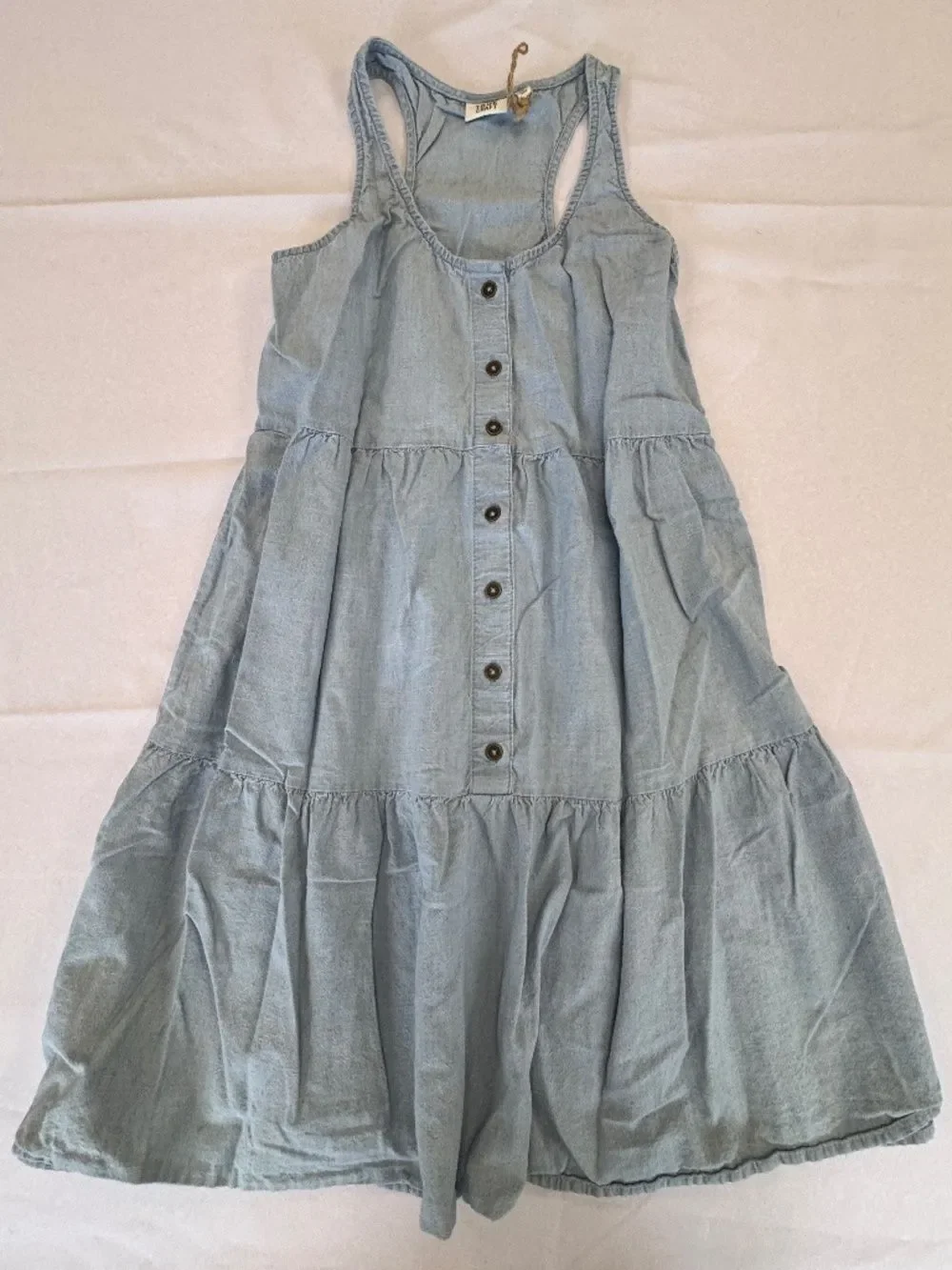 True Craft Juniors Light Wash Denim Tiered Sundress Size XS